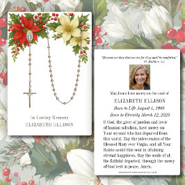 Rosary Funeral Memorial Prayer Poinsettias Visitekaartje