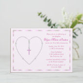 Rosary Heart Invitation Kaart (Staand voorkant)