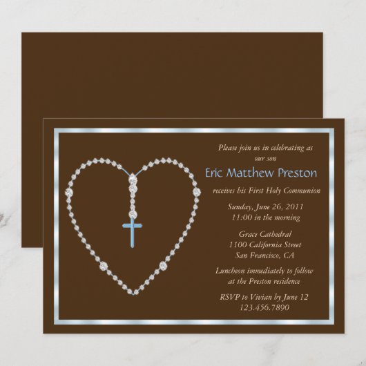 Rosary Heart Invitation Kaart (Voorkant / Achterkant)