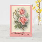 Rosary Kaart voor Moeder op Moederdag roze rozen (Gele Bloem)