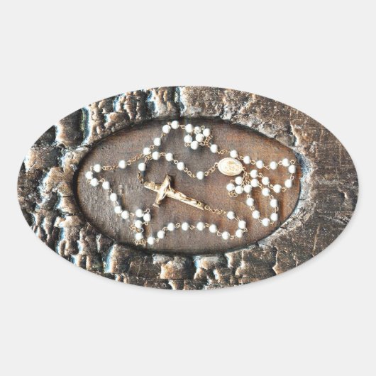 Rosary Ovale Sticker (Voorkant)