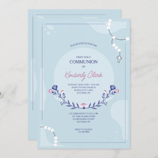 Rosary Religious Uitnodiging (Voorkant / Achterkant)