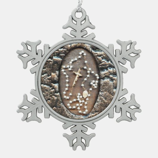 Rosary Tin Sneeuwvlok Ornament (Voorkant)
