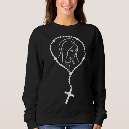 Rosary Virgin Mary God Jesus Faith Religieuze Cath Trui (Voorkant)