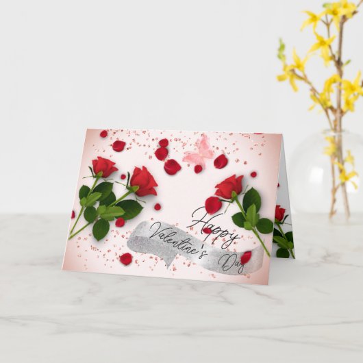 rosas de  día  San Valentín con cristales Kaart (Gele Bloem)