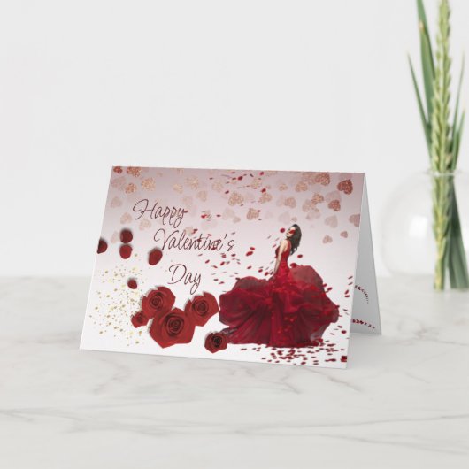  rosas de San Valentín con corazones  Feestdagen Kaart (Voorkant)