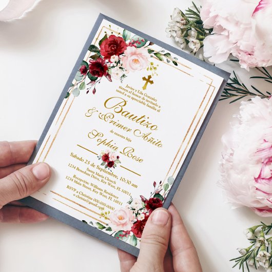 Rosas Rojas para Bautizo & Primer Añito Kaart