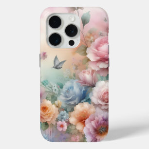 Rosas Vintage zachte kleuren met vlinder iPhone 15 Pro Case