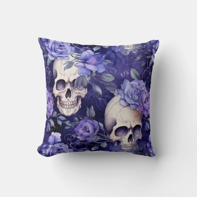 Rosas violetas con calaveras kussen (Voorkant)