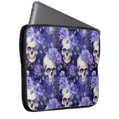 Rosas violetas con calaveras laptop sleeve (Voorkant Rechts)