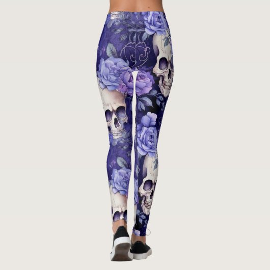Rosas violetas con calaveras leggings (Achterkant)