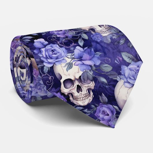 Rosas violetas con calaveras stropdas (Opgerold)