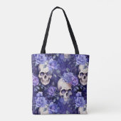 Rosas violetas con calaveras tote bag (Achterkant)