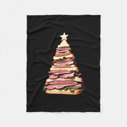 rosbief sandwich kerstboom fleece deken (Voorkant)
