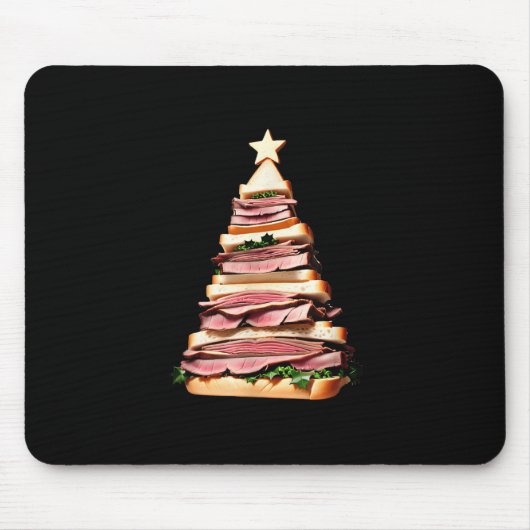 rosbief sandwich kerstboom muismat (Voorkant)