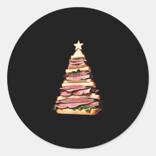 rosbief sandwich kerstboom ronde sticker