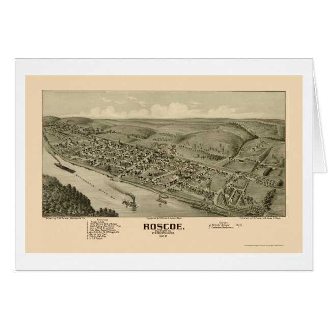 Roscoe, PA Panorama Kaart - 1902 (Voorkant Horizontaal)