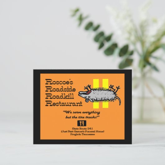 Roscoe's Roadside Roadkill Briefkaart (Staand voorkant)