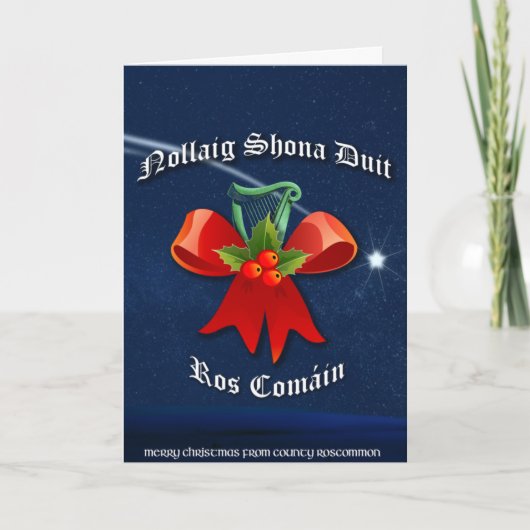 Roscommon Irish Kerstcard - Nollaig Shona Duit Feestdagen Kaart (Voorkant)