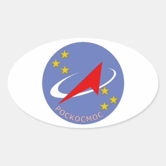 Roscosmos Vlucht Logo Ronde Ovale Sticker (Voorkant)