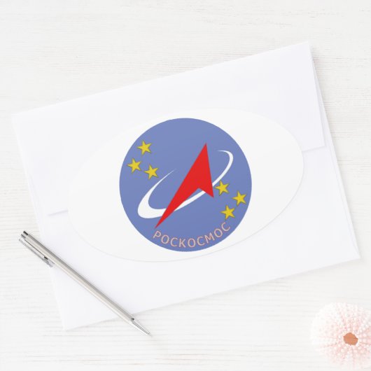 Roscosmos Vlucht Logo Ronde Ovale Sticker (Envelop)