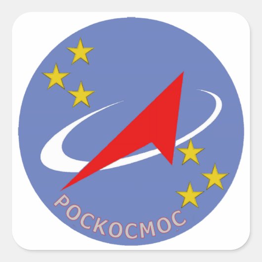 Roscosmos Vlucht Logo Ronde Vierkante Sticker (Voorkant)