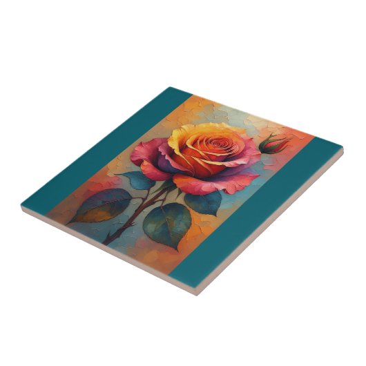 Rose Abstract Art Tegeltje (Zijkant)