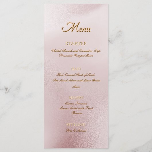 Rose Alcohol Ink Elegant Flat Menu (Voorkant)