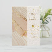 Rose Alcohol Ink Glitter Gold Wedding Invitation Kaart (Staand voorkant)