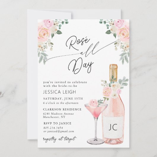 Rosé All Day Bridal Shower Kaart (Voorkant)