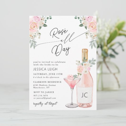 Rosé All Day Bridal Shower Kaart (Staand voorkant)
