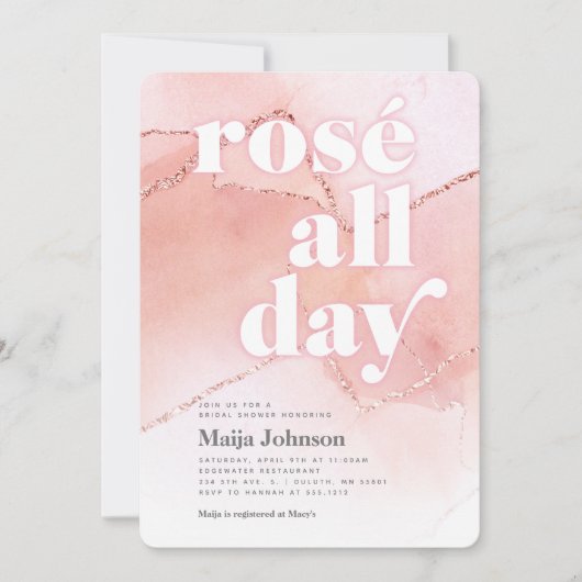 Rosé All Day Bridal Shower Kaart (Voorkant)