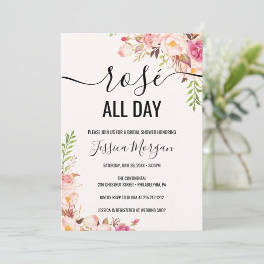 Rosé All Day Bridal Shower Kaart (Staand voorkant)