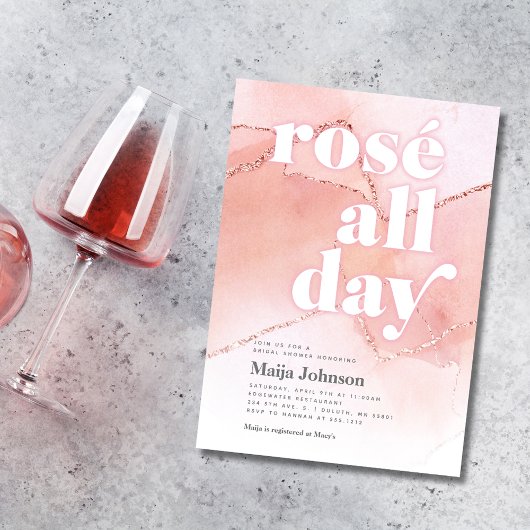 Rosé All Day Bruidsfeest Uitnodiging