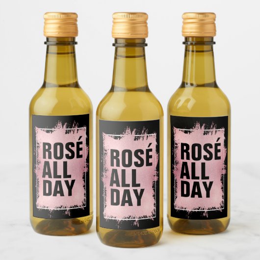 ROSÉ ALL DAY Faux Folie op Black Mini Wijn Etiket (Flessen)