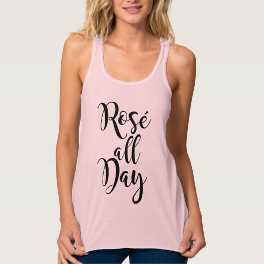 Rosé All Day Modern Black Script Roze vrouwenrech Tanktop (Voorkant)