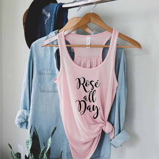 Rosé All Day Modern Black Script Roze vrouwenrech Tanktop