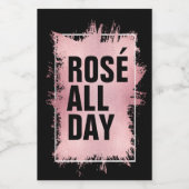 ROSE ALL DAY Nep Folie op Zwarte Mini Wijn Etiket (Enkel label)
