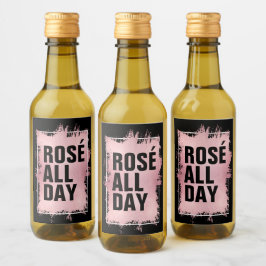 ROSÉ ALL DAY Nepfolie op Zwarte Mini Wijn Etiket