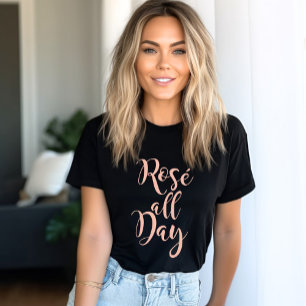 Rose All Day Rose Gold Script Zwarte Dames Tri-Blend Shirt