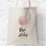 Rosé All Day Tall Wine Glass Tote Bag<br><div class="desc">Rosé de hele dag canvas tas,  met een schilderij van een waterverf van een groot wijnglas. Pas aan met uw informatie en verander om het even welke formulering om uw gebeurtenis aan te passen.</div>