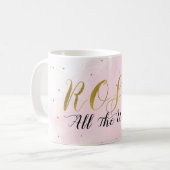 Rosé All the Way Roze & Gouden Wijn Moderne Glam Koffiemok (Voorkant links)