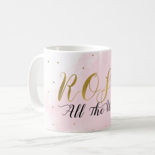 Rosé All the Way Roze & Gouden Wijn Moderne Glam Koffiemok (Voorkant links)