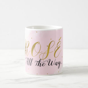 Rosé All the Way Roze & Gouden Wijn Moderne Glamou Koffiemok