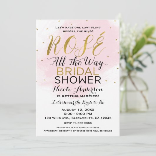 Rosé All The Way VRIJGEZELLENFEEST Wijn Roze & Gou Kaart (Staand voorkant)