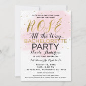 Rosé All Way Bachelorette Party Pink & Gold Kaart (Voorkant)