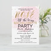 Rosé All Way Bachelorette Party Pink & Gold Kaart (Staand voorkant)