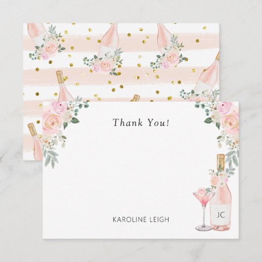 Rosé Aller Dagen Bruidsfeestje Bedankkaart (Voorkant / Achterkant)