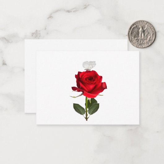 Rose And Butterfly Note Cards Notitiekaartje (Voorkant / Achterkant in situ)