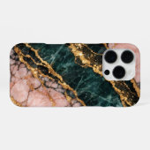 rose and gold and dark green glitter marble iPhone hoesje (Achterkant horizontaal)
